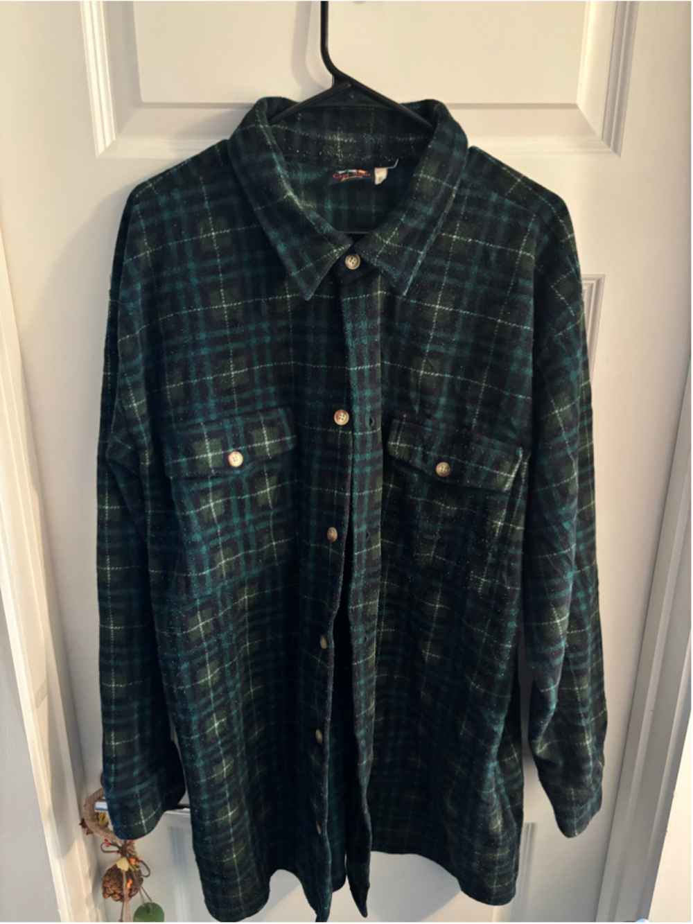 Vintage 90s Capt. Scott Yachting Plaid Flannel Shirt Jacket Green Navy Men's XL